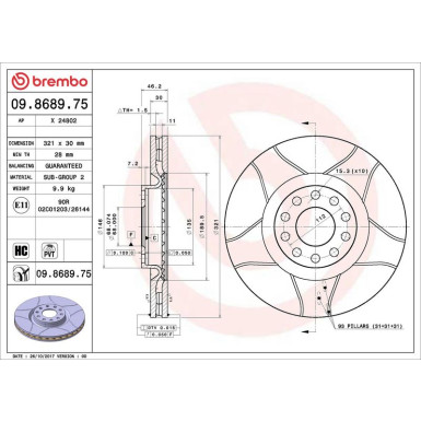 Brembo Bremsscheibe XTRA LINE - Max 09.8689.75