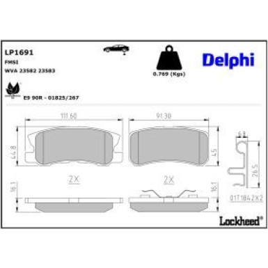 Delphi Bremsbelagsatz, Scheibenbremse LP1691