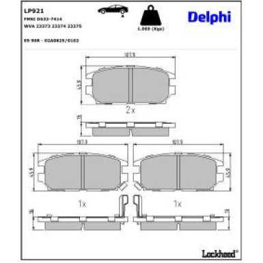 Delphi Bremsbelagsatz, Scheibenbremse LP921