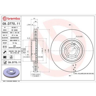 Brembo Bremsscheibe PRIME LINE - UV Coated 09.D770.11