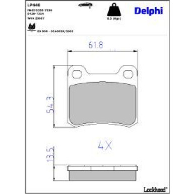 Delphi Bremsbelagsatz, Scheibenbremse LP440