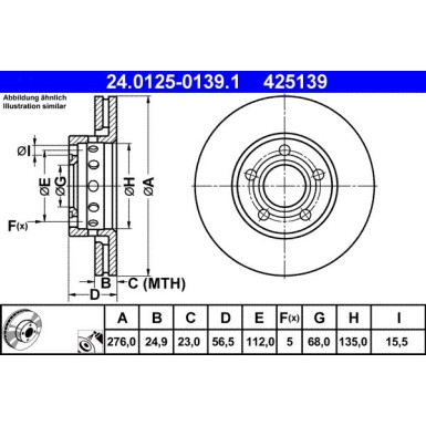 ATE | Bremsscheibe | 24.0125-0139.1