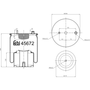 FEBI BILSTEIN 45672 Federbalg, Luftfederung FEBI BILSTEIN 45672 Federbalg, Luftfederung