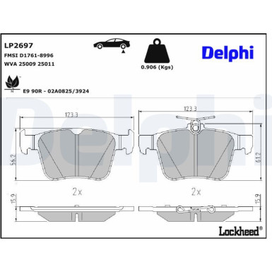 LP2697 Bremsbelagsatz, Scheibenbremse