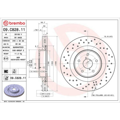 09.C828.11 Bremsscheibe PRIME LINE - UV Coated