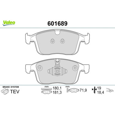 Valeo Bremsbelagsatz, Scheibenbremse 601689