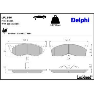 Delphi Bremsbelagsatz, Scheibenbremse LP1166