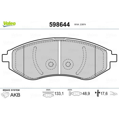 Valeo | Bremsbelagsatz, Scheibenbremse | 598644