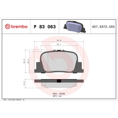 Brembo Bremsbelagsatz, Scheibenbremse PRIME LINE P 83 063