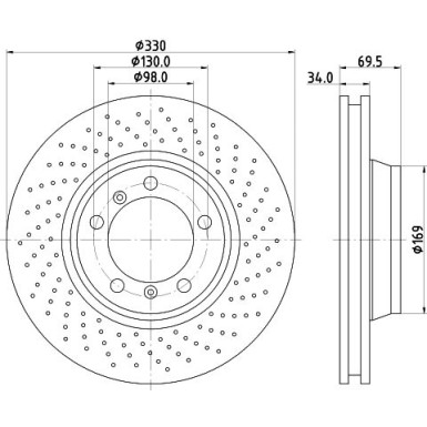 8DD 355 128-571 Bremsscheibe PRO High Carbon