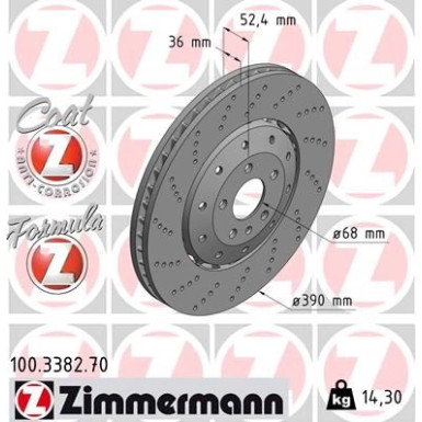 Zimmermann 2 x ZIMMERMANN Bremsscheibe Formula Z 100.3382.70
