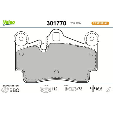 Valeo | Bremsbelagsatz, Scheibenbremse | 301770