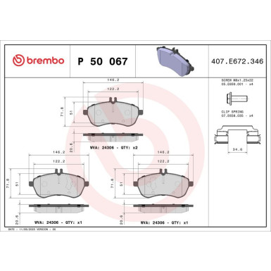 Brembo Bremsbelagsatz, Scheibenbremse PRIME LINE P 50 067