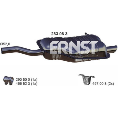 ERNST 283083 Endschalldämpfer für BMW 3er Länge: 1080mm