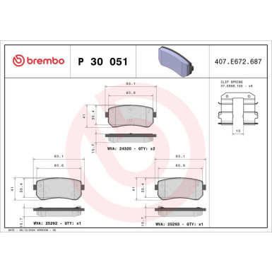 Brembo Bremsbelagsatz, Scheibenbremse PRIME LINE P 30 051