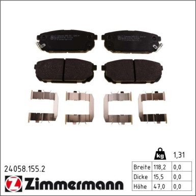 Zimmermann Bremsbelagsatz, Scheibenbremse 24058.155.2