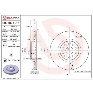 Brembo | Bremsscheibe | 09.7074.11