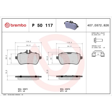 Brembo Bremsbelagsatz, Scheibenbremse PRIME LINE P 50 117