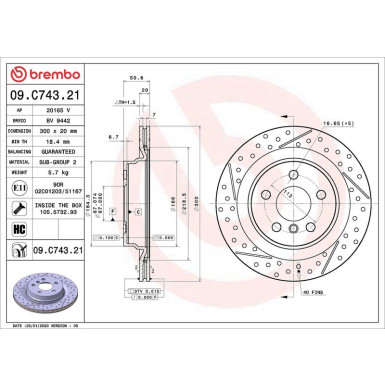 Brembo Bremsscheibe PRIME LINE - UV Coated 09.C743.21