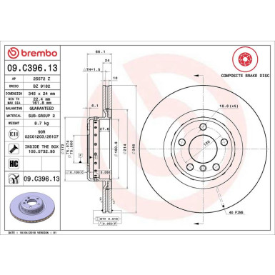 Brembo Bremsscheibe PRIME LINE - Composite 09.C396.13