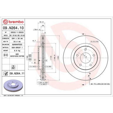 09.N264.11 Bremsscheibe PRIME LINE - UV Coated