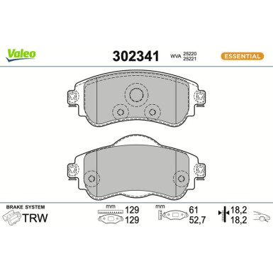 Valeo Bremsbelagsatz, Scheibenbremse ESSENTIAL 302341