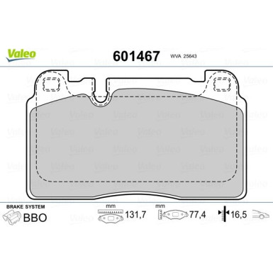 601467 Bremsbelagsatz, Scheibenbremse