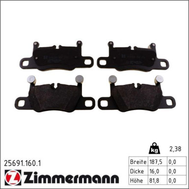 Zimmermann Bremsbelagsatz, Scheibenbremse 25691.160.1