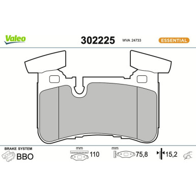 Valeo | Bremsbelagsatz, Scheibenbremse | 302225