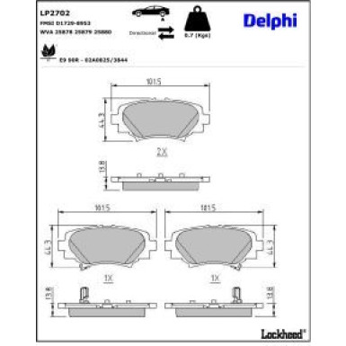Delphi Bremsbelagsatz, Scheibenbremse LP2702
