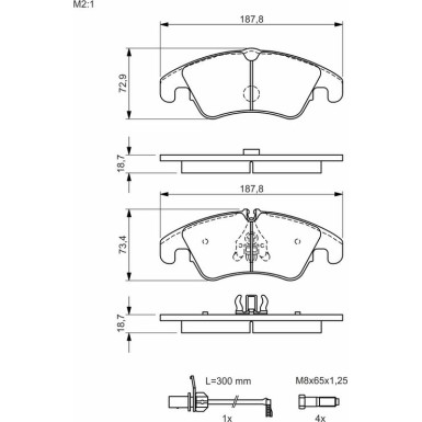 BOSCH Bremsbelagsatz, Scheibenbremse 0 986 494 456