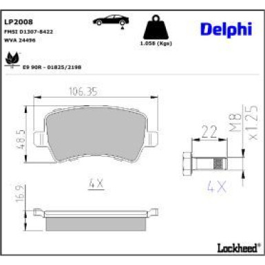 Delphi Bremsbelagsatz, Scheibenbremse LP2008