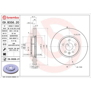 Brembo Bremsscheibe PRIME LINE - UV Coated 09.B356.21