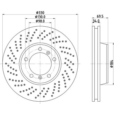 8DD 355 128-561 Bremsscheibe PRO High Carbon