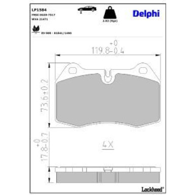 Delphi Bremsbelagsatz, Scheibenbremse LP1584