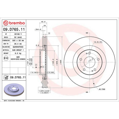 Brembo Bremsscheibe PRIME LINE - UV Coated 09.D765.11