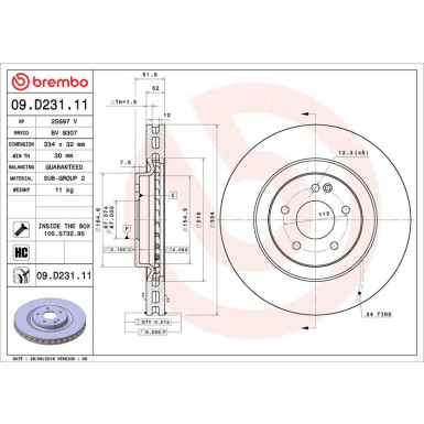 09.D231.11 Bremsscheibe PRIME LINE - UV Coated