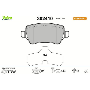 Valeo | Bremsbelagsatz, Scheibenbremse | 302410