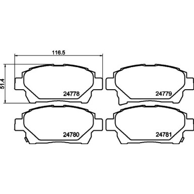Hella | Bremsbelagsatz, Scheibenbremse | 8DB 355 014-601