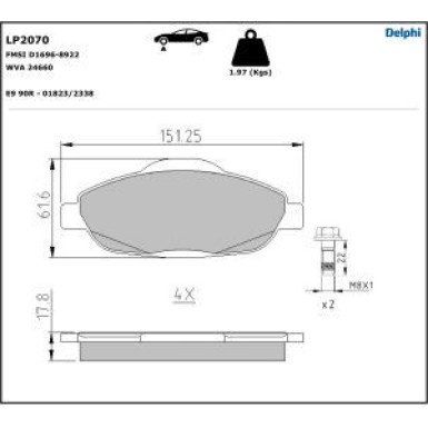 Delphi Bremsbelagsatz, Scheibenbremse LP2070