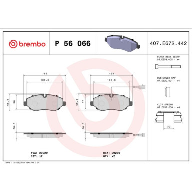 Brembo Bremsbelagsatz, Scheibenbremse PRIME LINE P 56 066