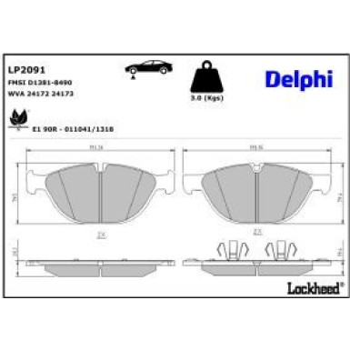 Delphi Bremsbelagsatz, Scheibenbremse LP2091