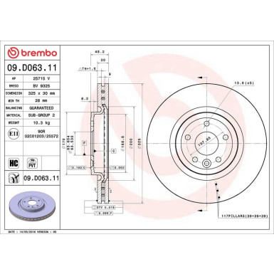 09.D063.11 Bremsscheibe PRIME LINE - UV Coated