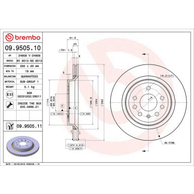 09.9505.11 Bremsscheibe PRIME LINE - UV Coated
