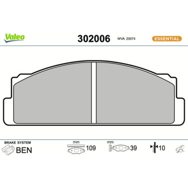 Valeo | Bremsbelagsatz, Scheibenbremse | 302006