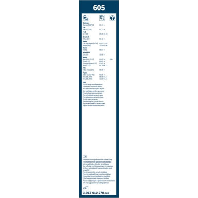 BOSCH 605 Scheibenwischer Twin 3 397 010 270