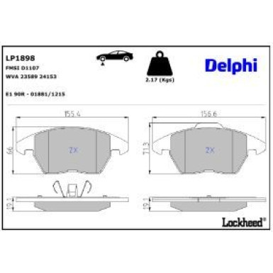 Delphi Bremsbelagsatz, Scheibenbremse LP1898