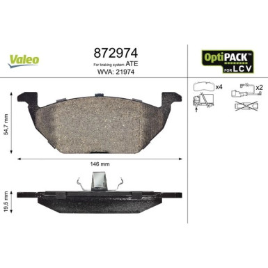 Valeo Bremsbelagsatz, Scheibenbremse OPTIPACK for LCV 872974