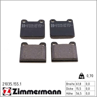 Zimmermann Bremsbelagsatz, Scheibenbremse 21035.155.1
