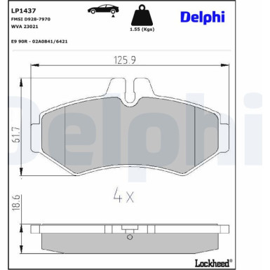 Delphi | Bremsbelagsatz, Scheibenbremse | LP1437